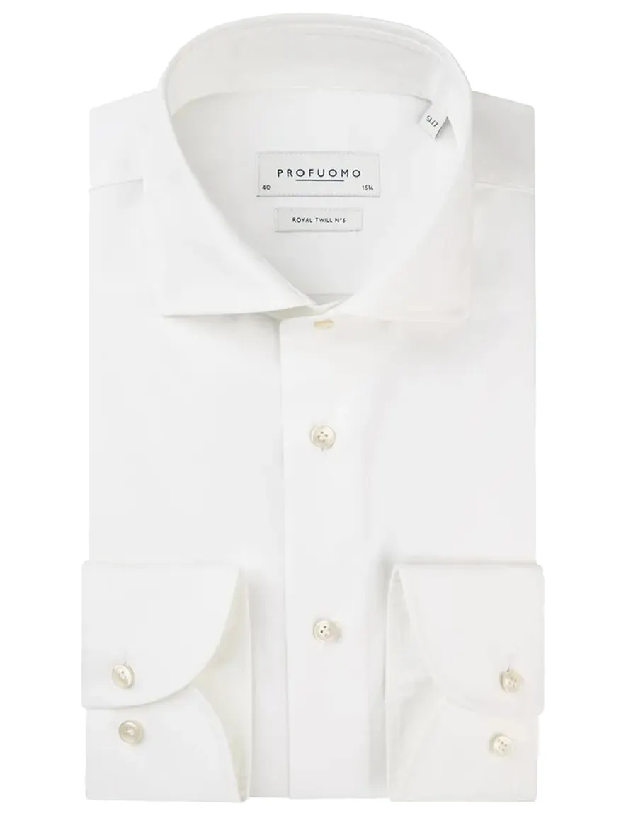 Profuomo Royal twill overhemd wit ml 7