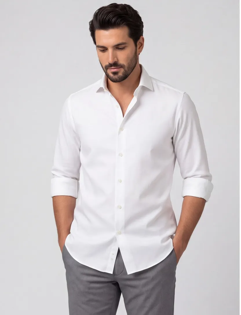Overhemd Profuomo wit wide spread boord