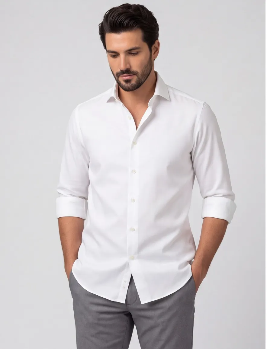 Profuomo Royal twill overhemd wit ml 7