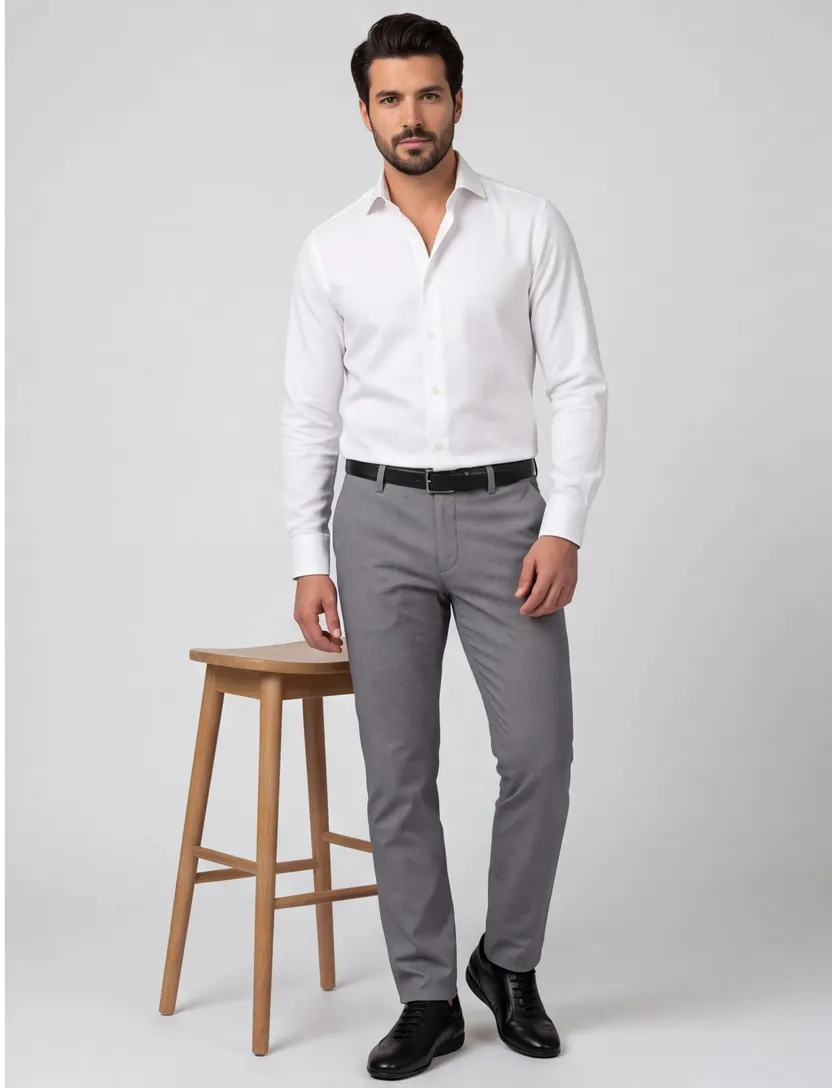 Overhemd Profuomo wit wide spread boord