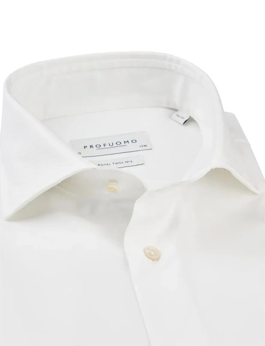 Profuomo Royal twill overhemd wit ml 7