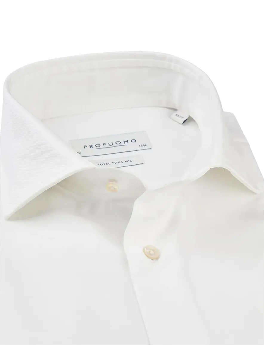 Wit overhemd Profuomo mouwlengte 7 slim fit royal twill