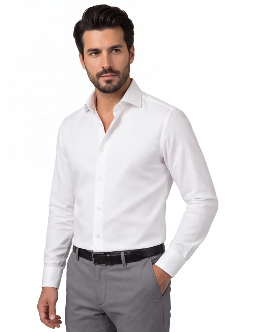 Overhemd Profuomo wit wide spread boord
