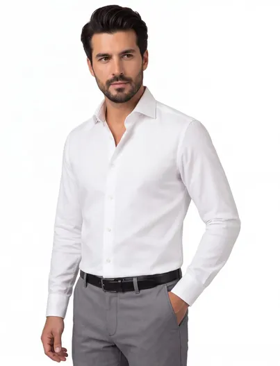Profuomo Wit overhemd Profuomo mouwlengte 7 slim fit royal twill