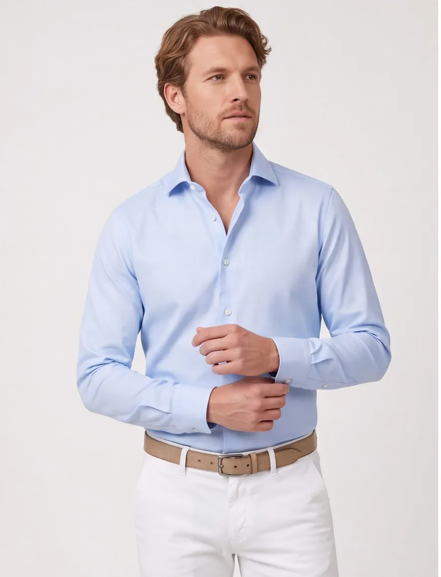 Profuomo Royal twill overhemd lichtblauw ml 7