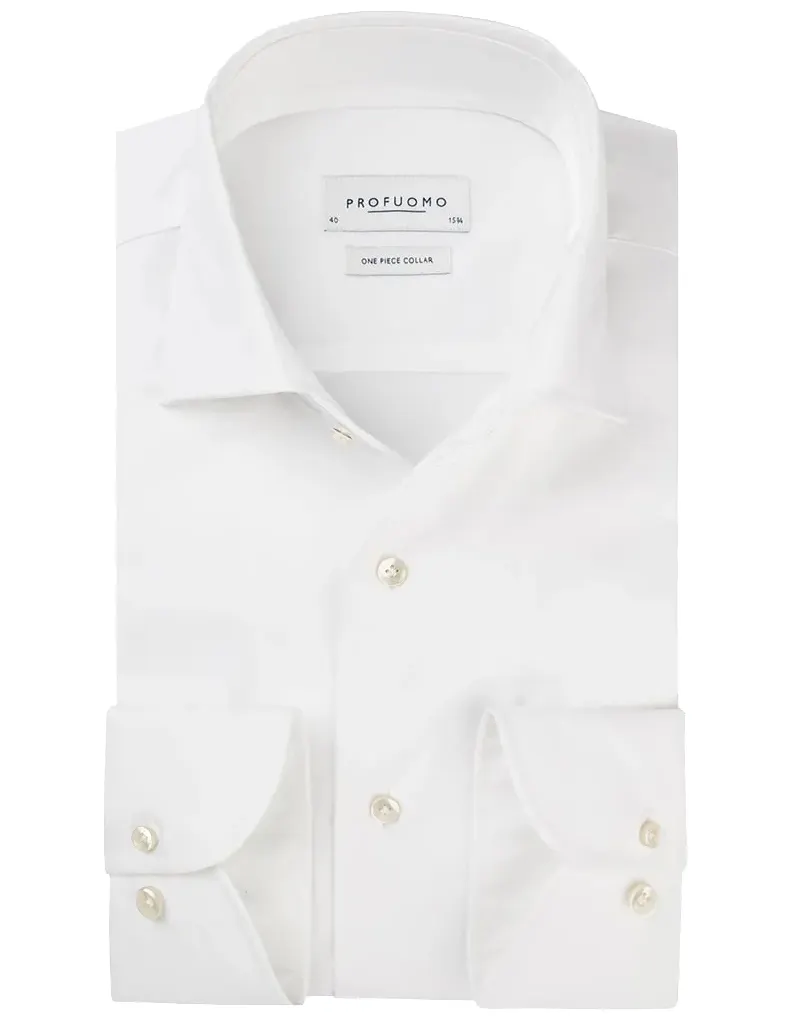 Overhemd Profuomo wit semi wide spread boord slim fit