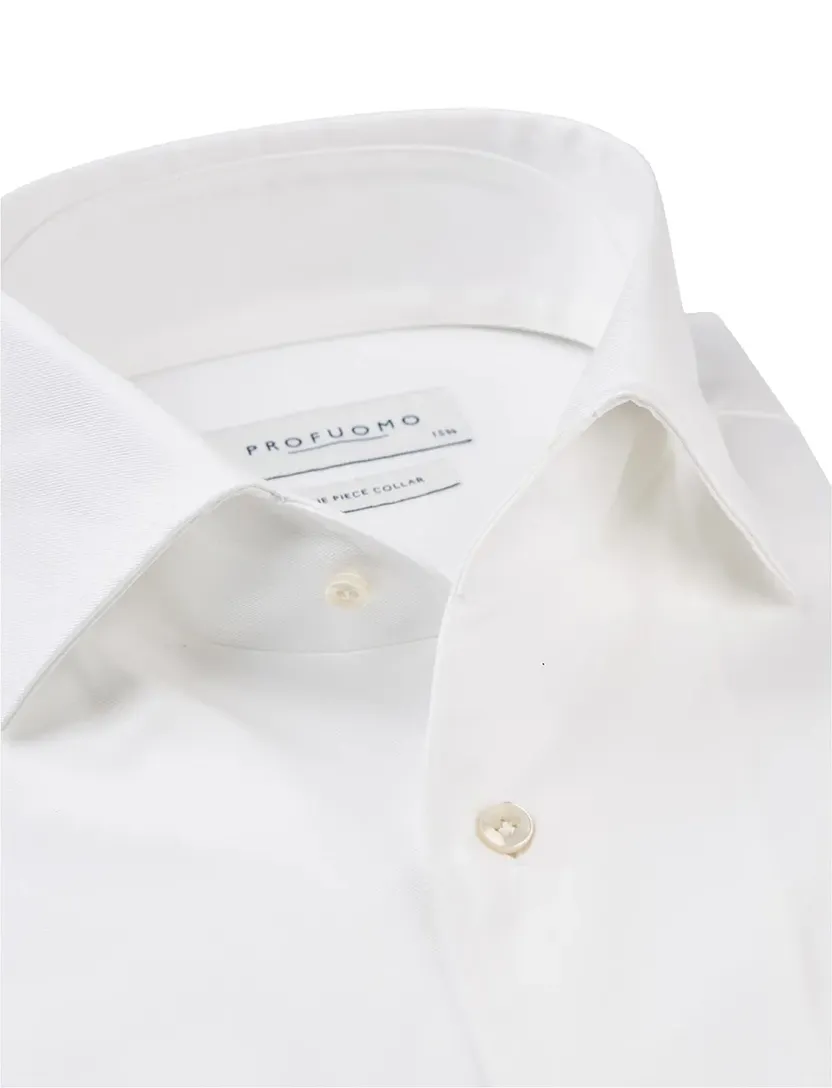 Overhemd Profuomo wit semi wide spread boord slim fit