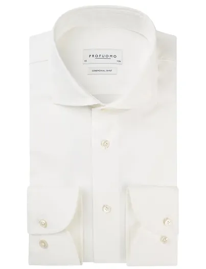 Profuomo Overhemd Profuomo wit slim fit lange mouw