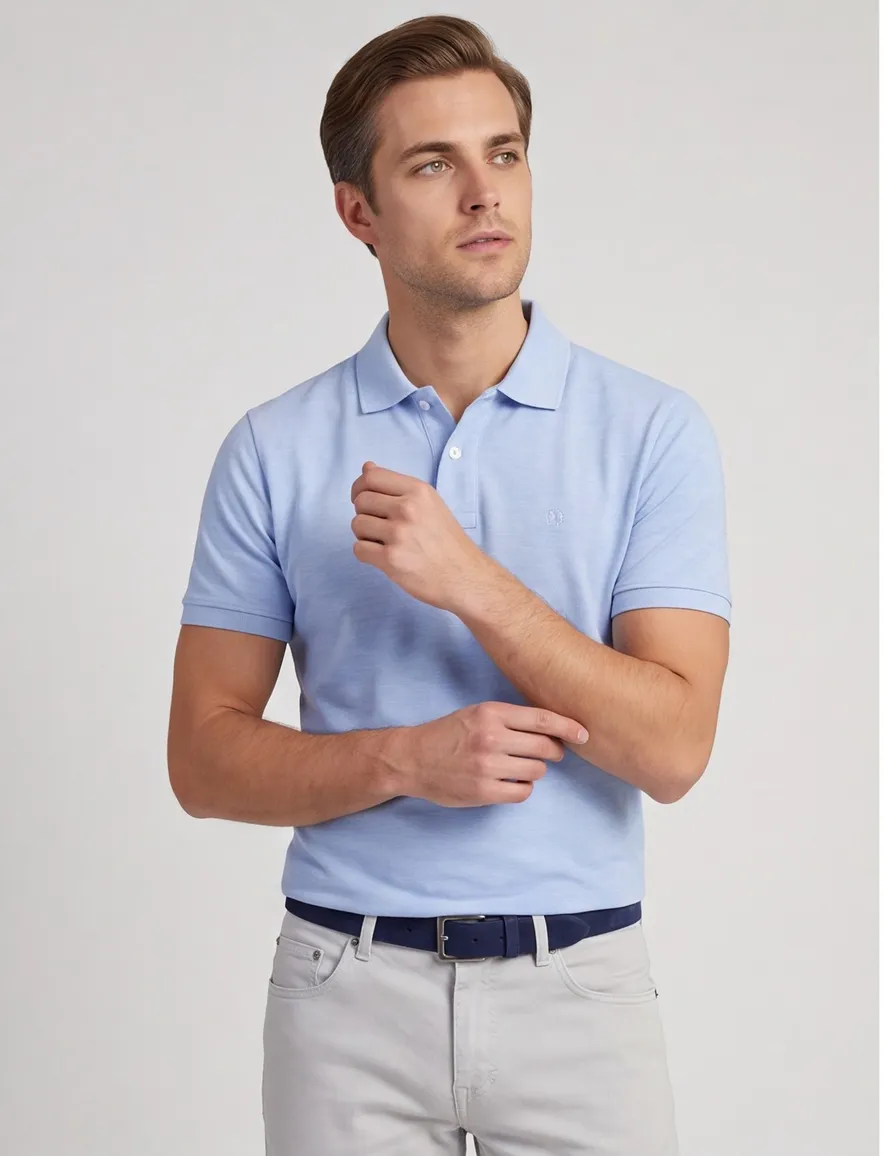Scotland Blue poloshirt lichtblauw katoen