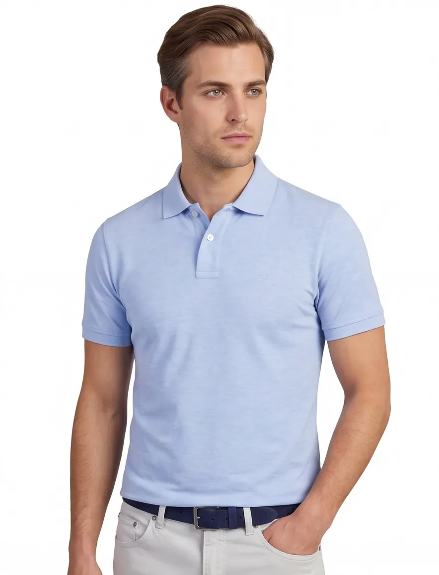 Poloshirt Scotland Blue lichtblauw katoen