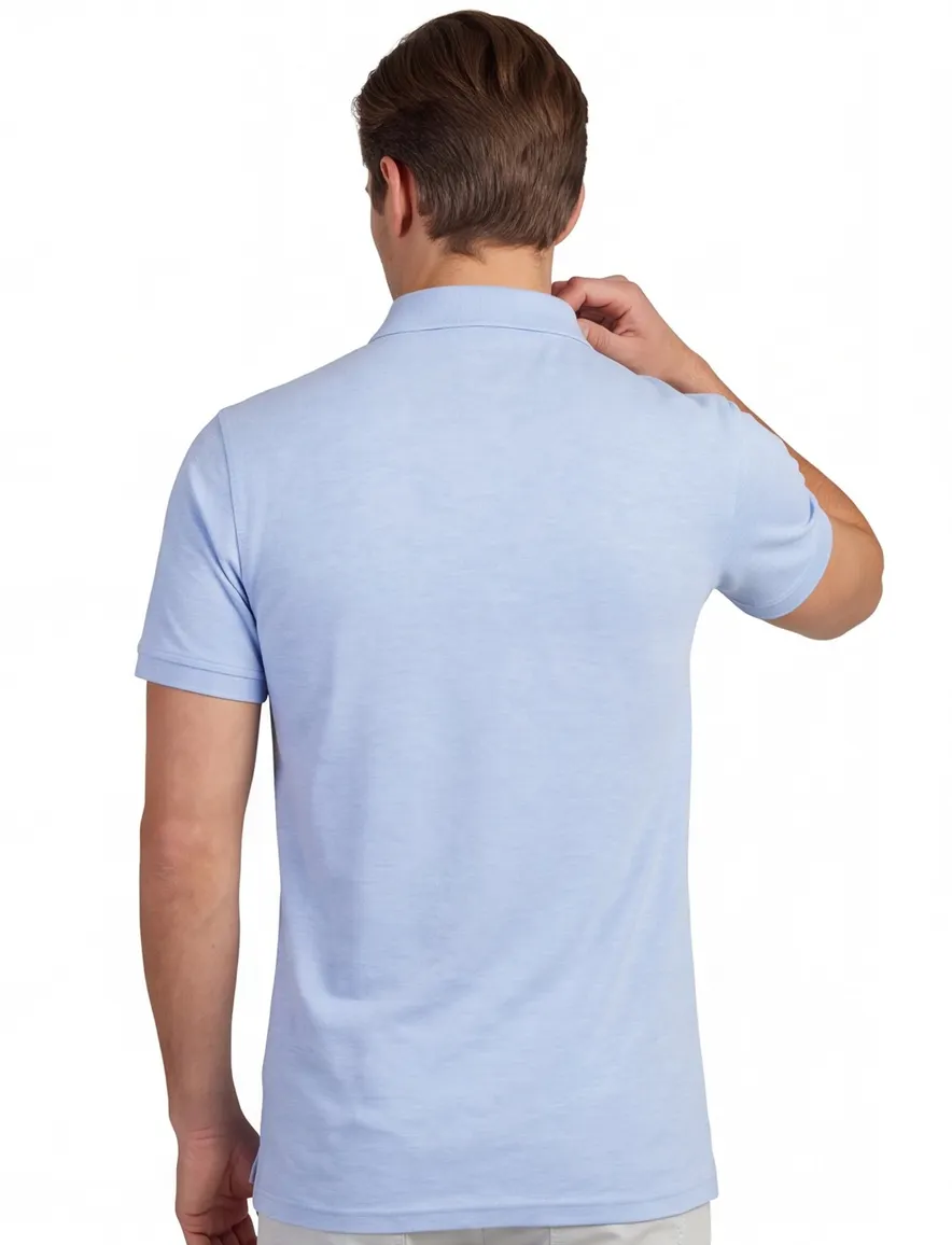Scotland Blue poloshirt lichtblauw katoen