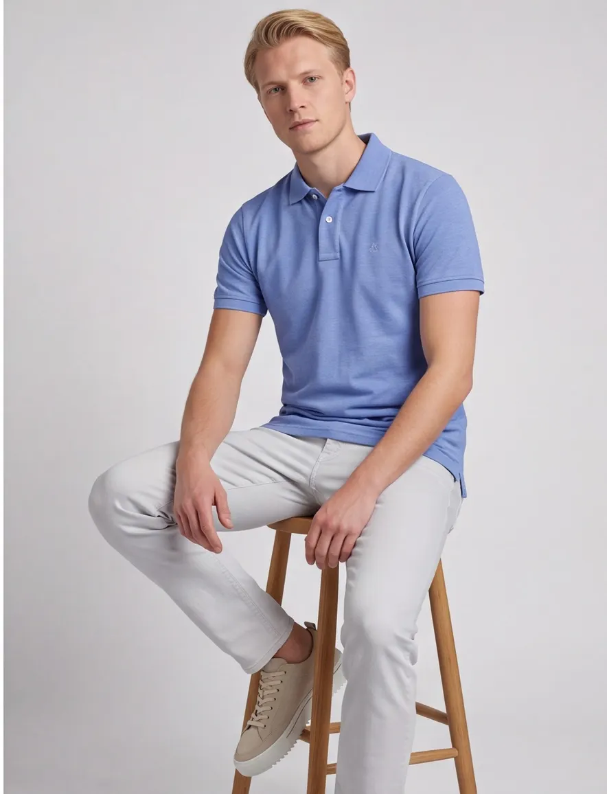 Scotland Blue poloshirt blauw katoen