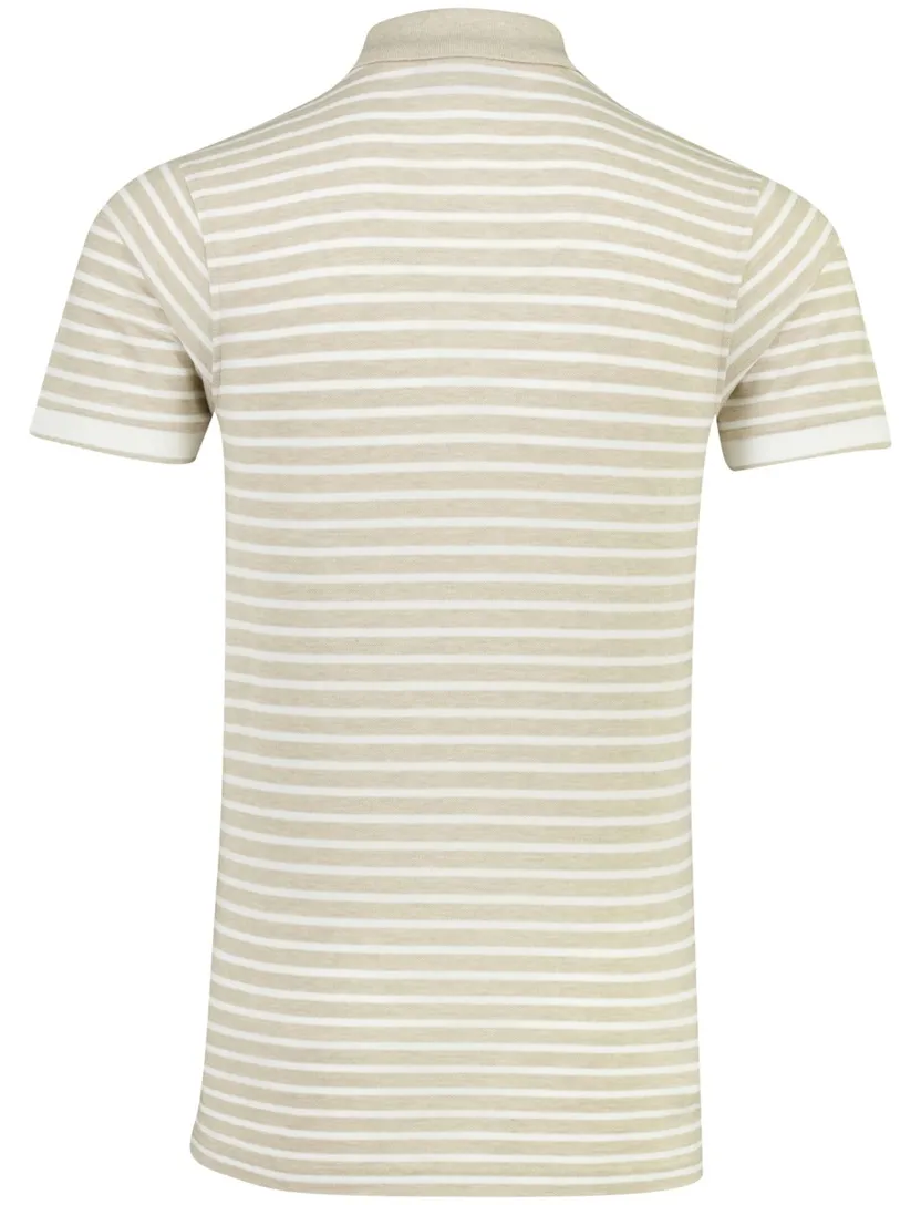 Poloshirt Scotland Blue beige gestreept 100% katoen