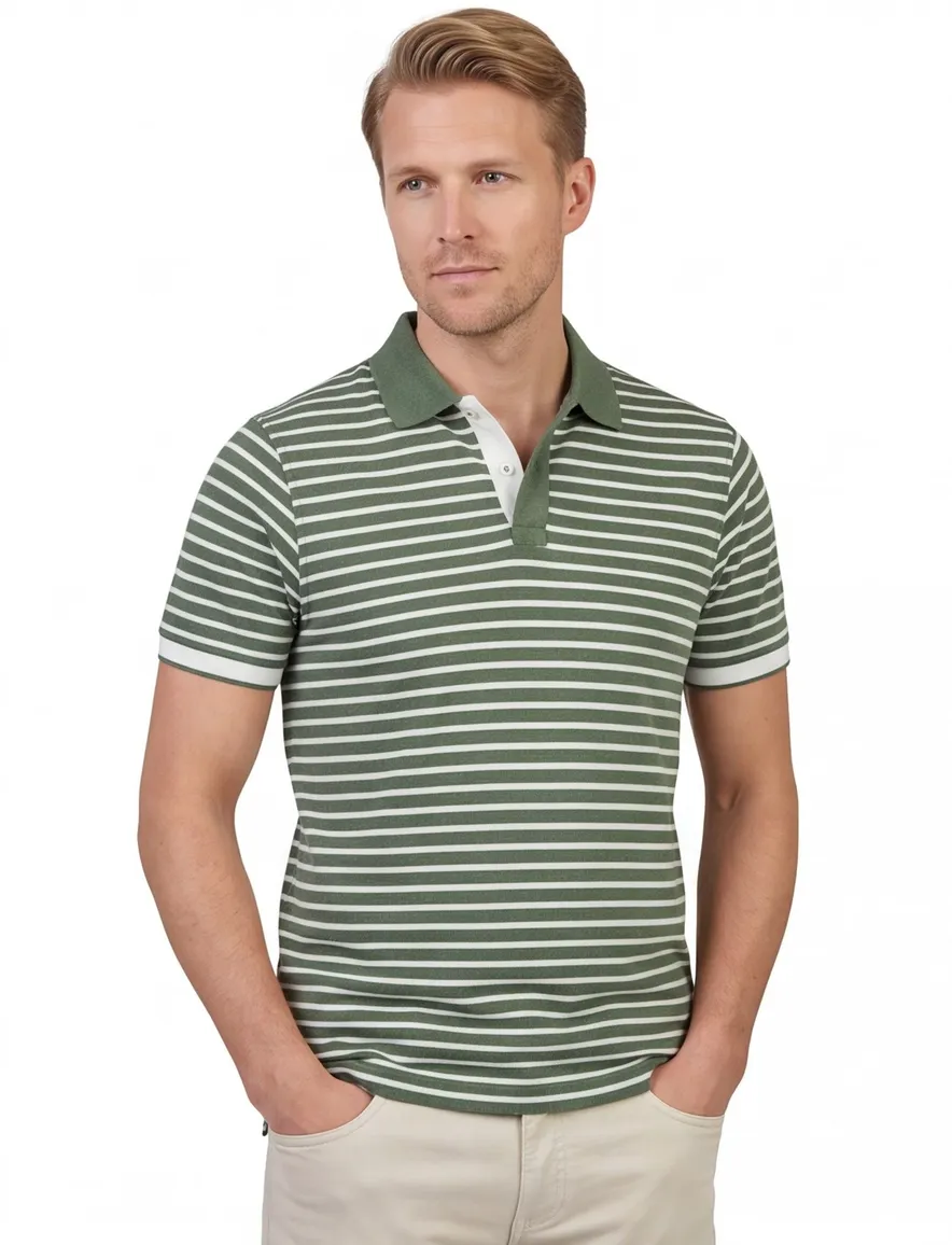 Scotland Blue Sage Green Otis Polo Stripe
