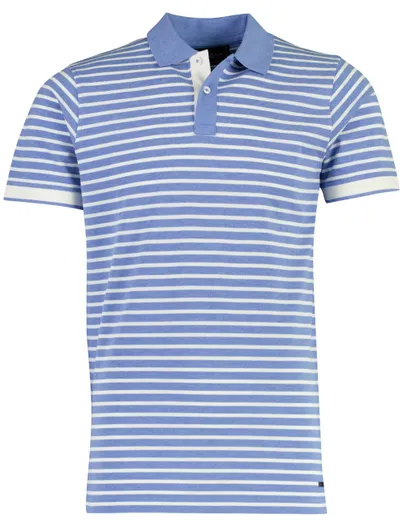 Scotland Blue Scotland Blue Otis poloshirt blauw gestreept pique