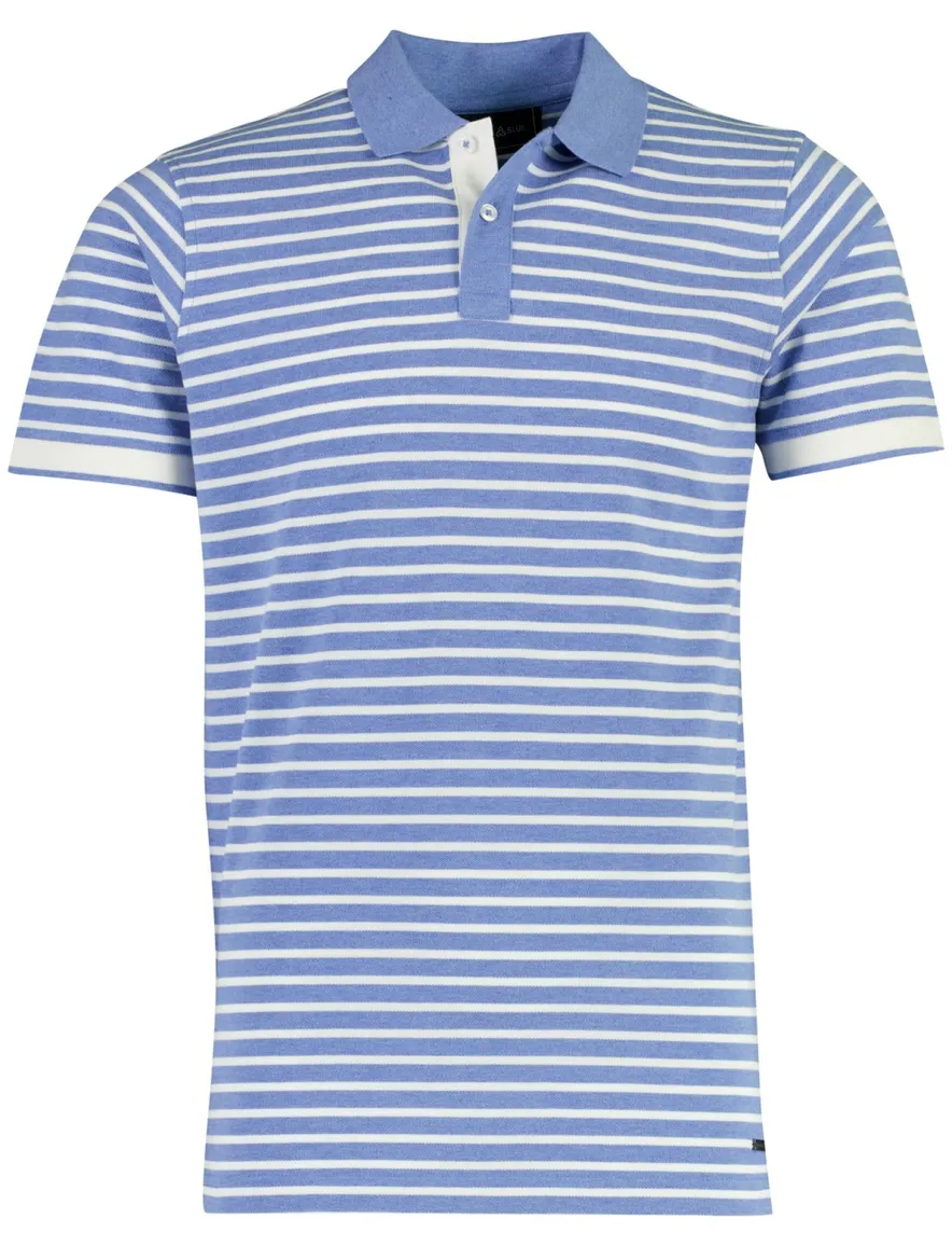 Scotland Blue Otis poloshirt blauw gestreept pique