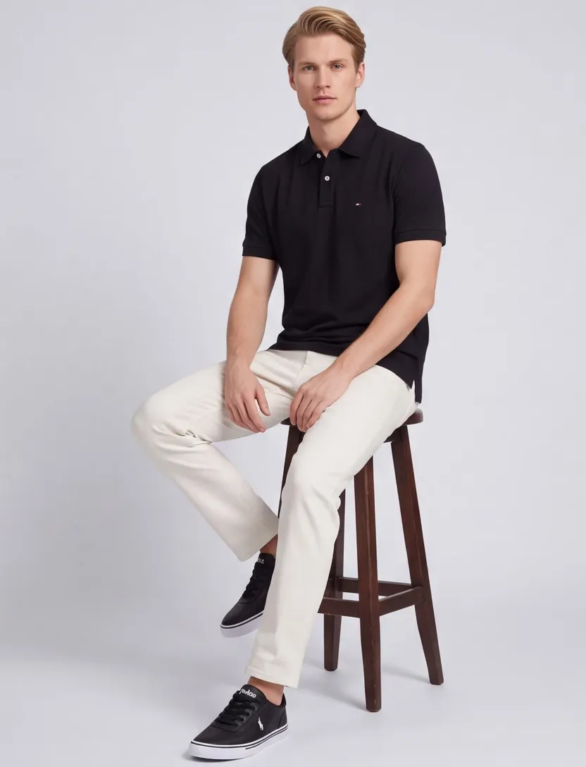 Poloshirt Tommy Hilfiger zwart pique