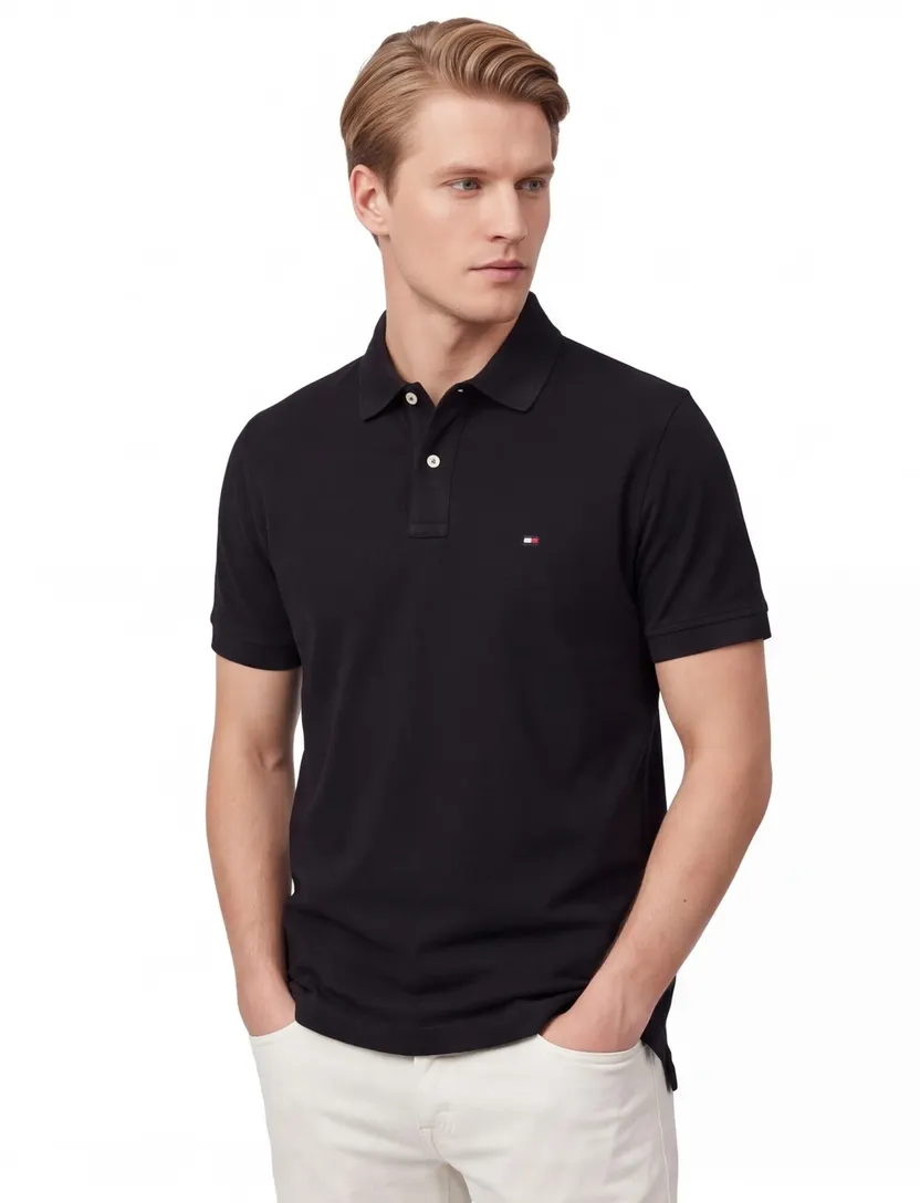 Poloshirt Tommy Hilfiger zwart pique