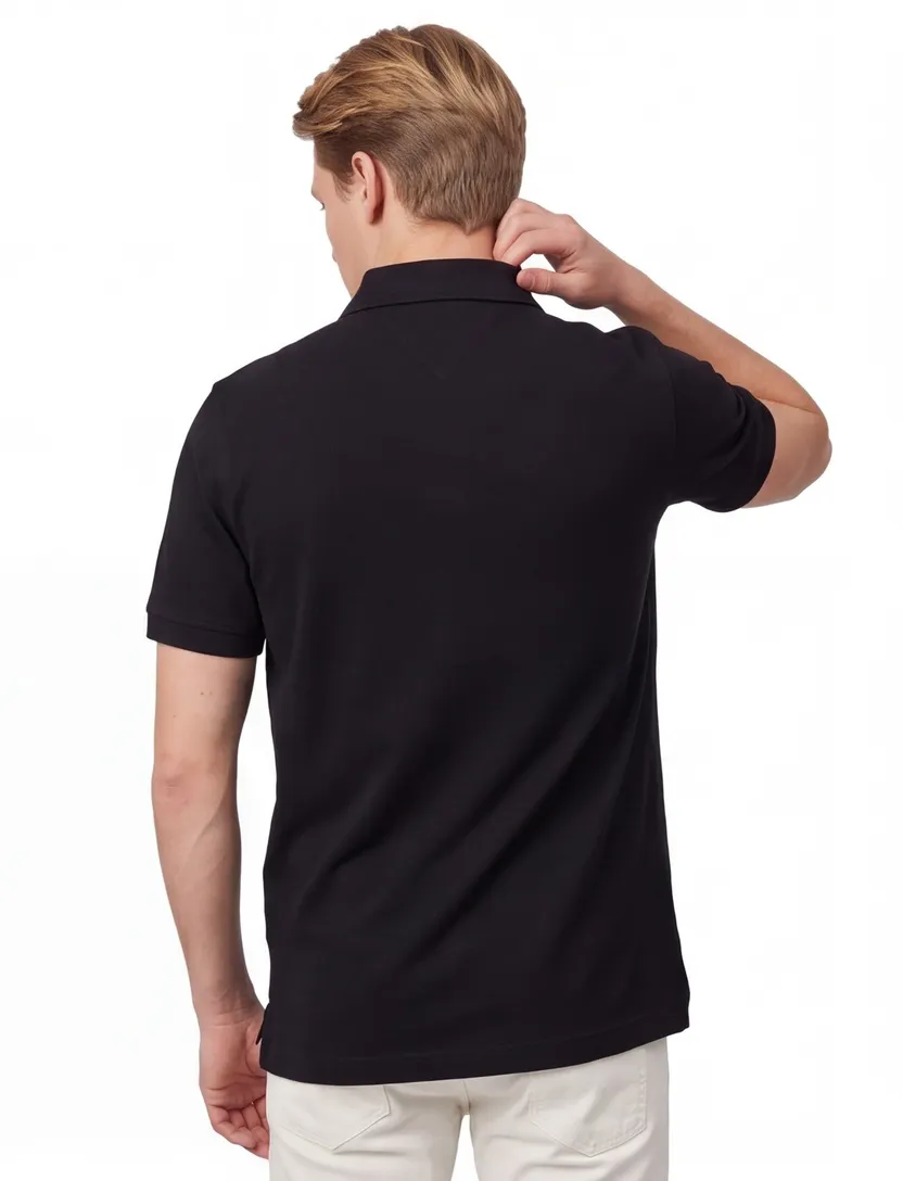 Poloshirt Tommy Hilfiger zwart pique