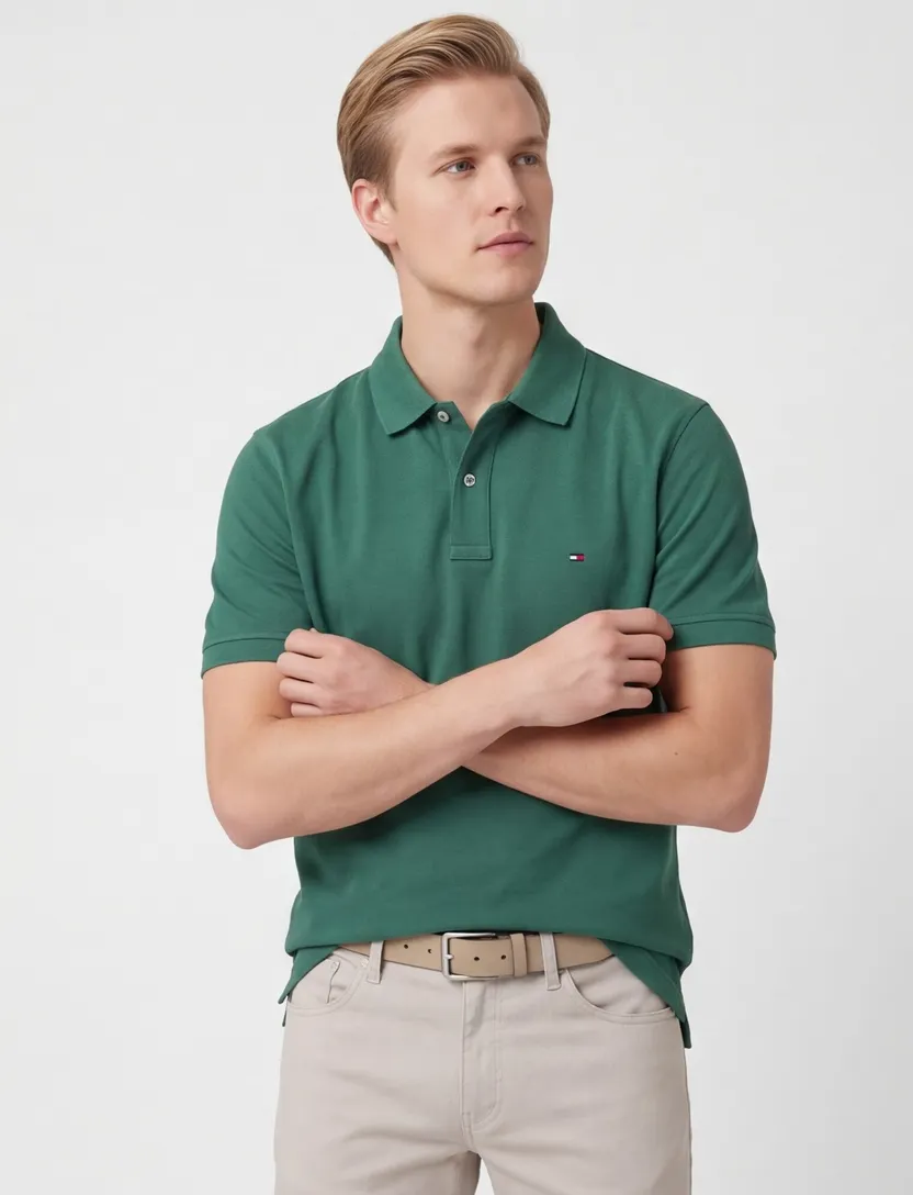 Poloshirt Tommy Hilfiger donkergroen piqué