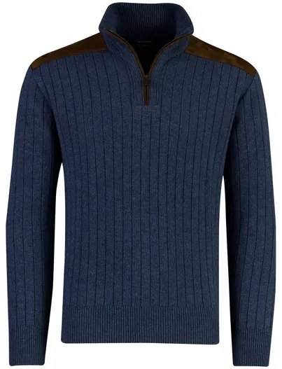 Paul & Shark Paul & Shark half zip trui gemêleerd donkerblauw
