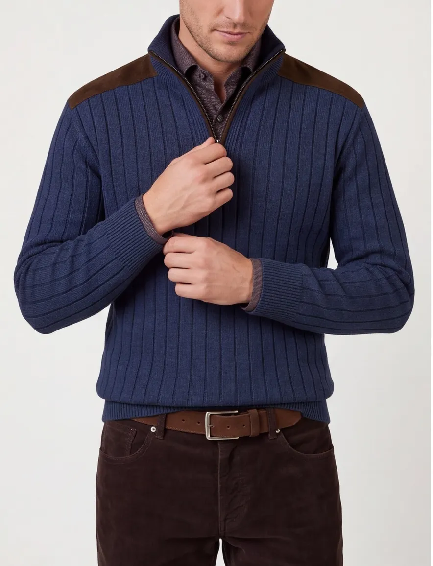 Paul & Shark half zip trui gemêleerd donkerblauw