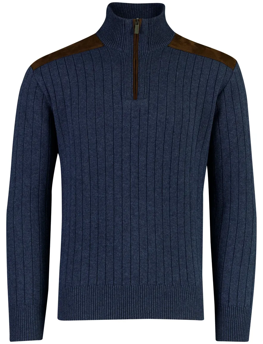 Paul & Shark half zip trui gemêleerd donkerblauw