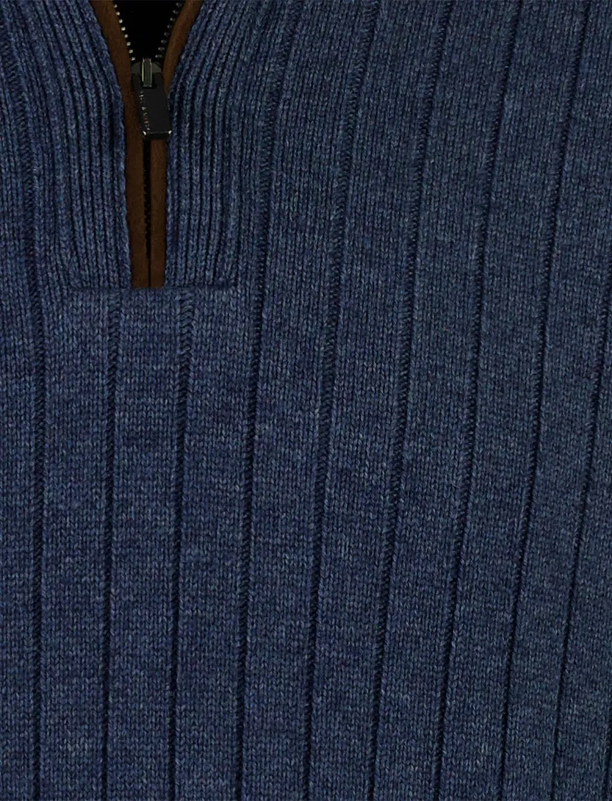 Paul & Shark half zip trui gemêleerd donkerblauw