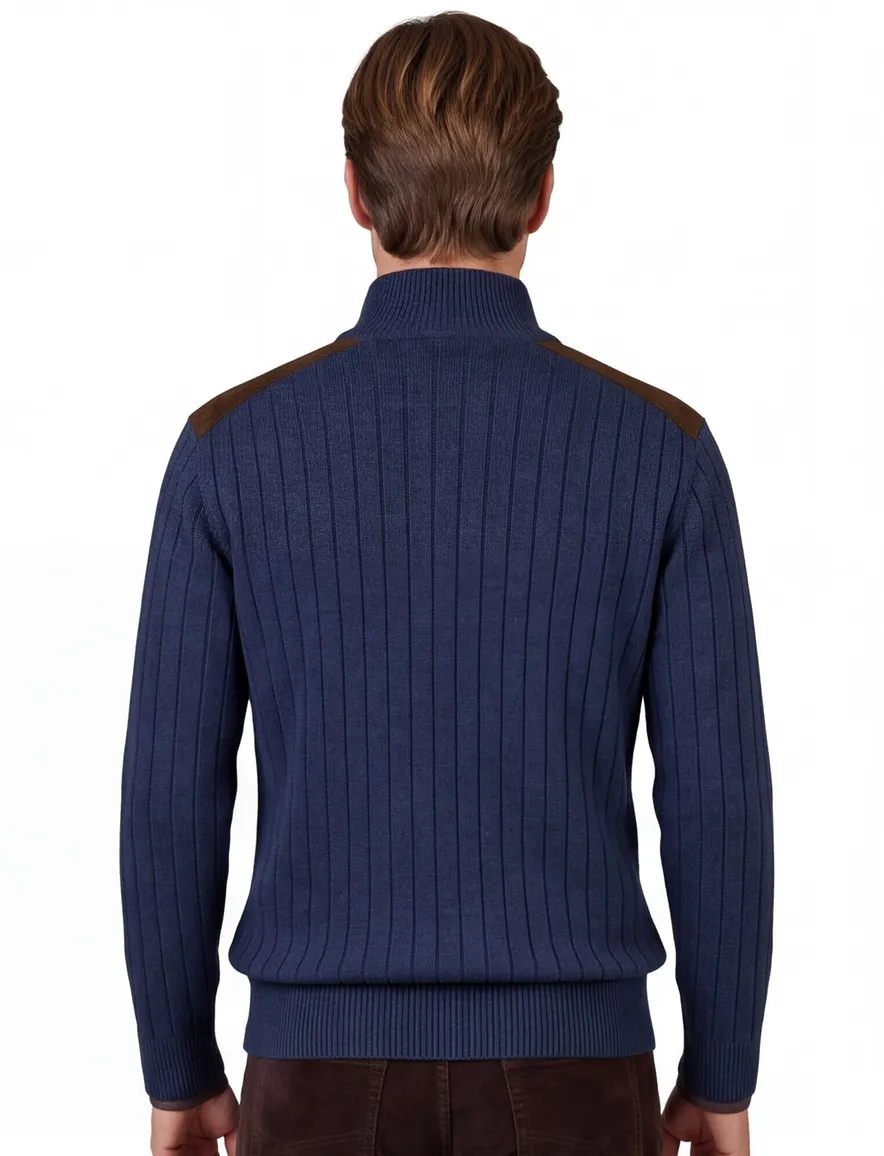 Paul & Shark half zip trui gemêleerd donkerblauw