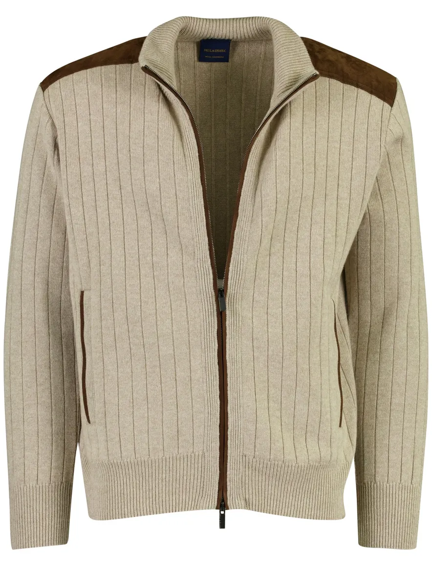 Paul & Shark vest in bruin wol