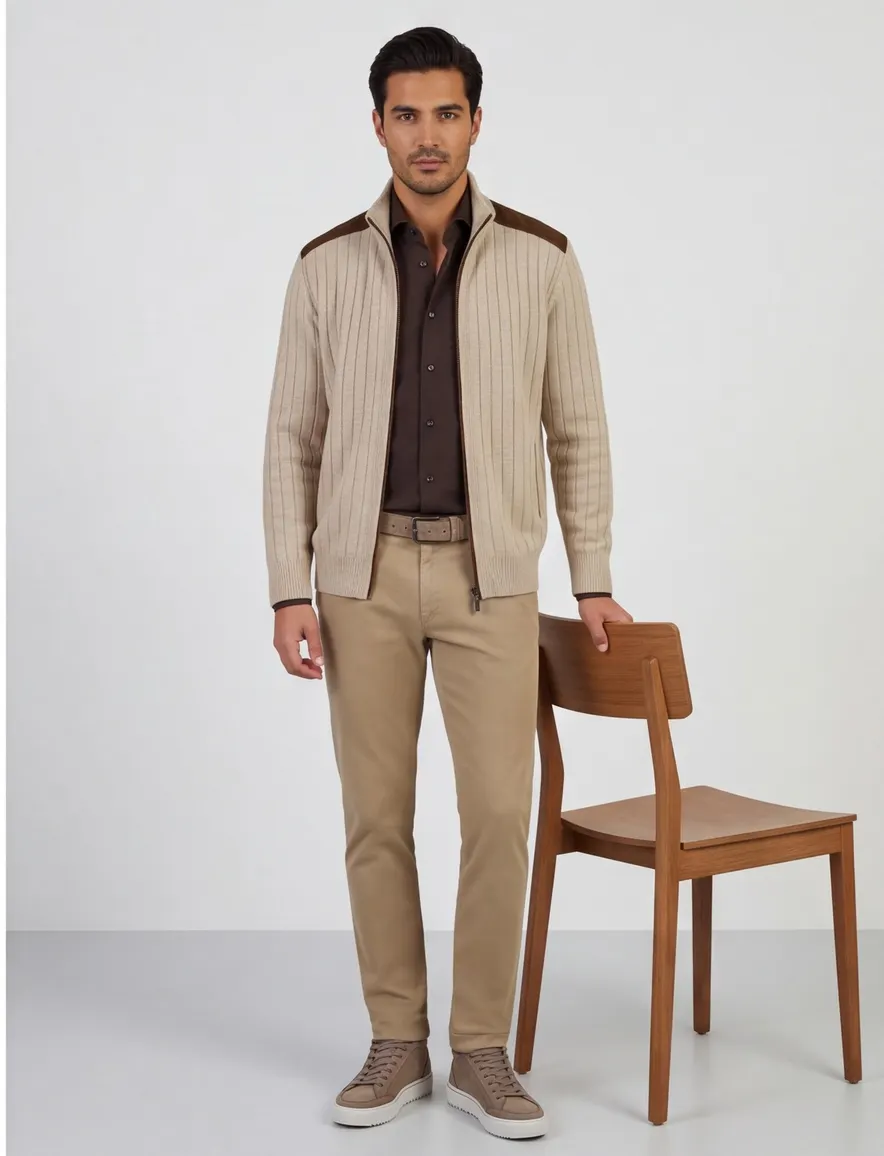 Paul & Shark vest in bruin wol
