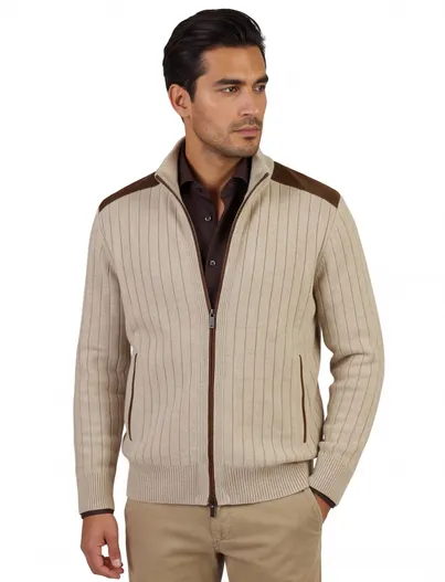 Paul & Shark Paul & Shark vest in bruin wol
