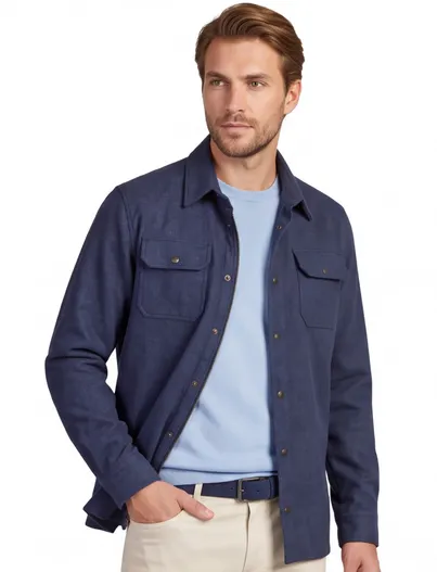 Paul & Shark Paul & Shark overshirt gemêleerd kobaltblauw