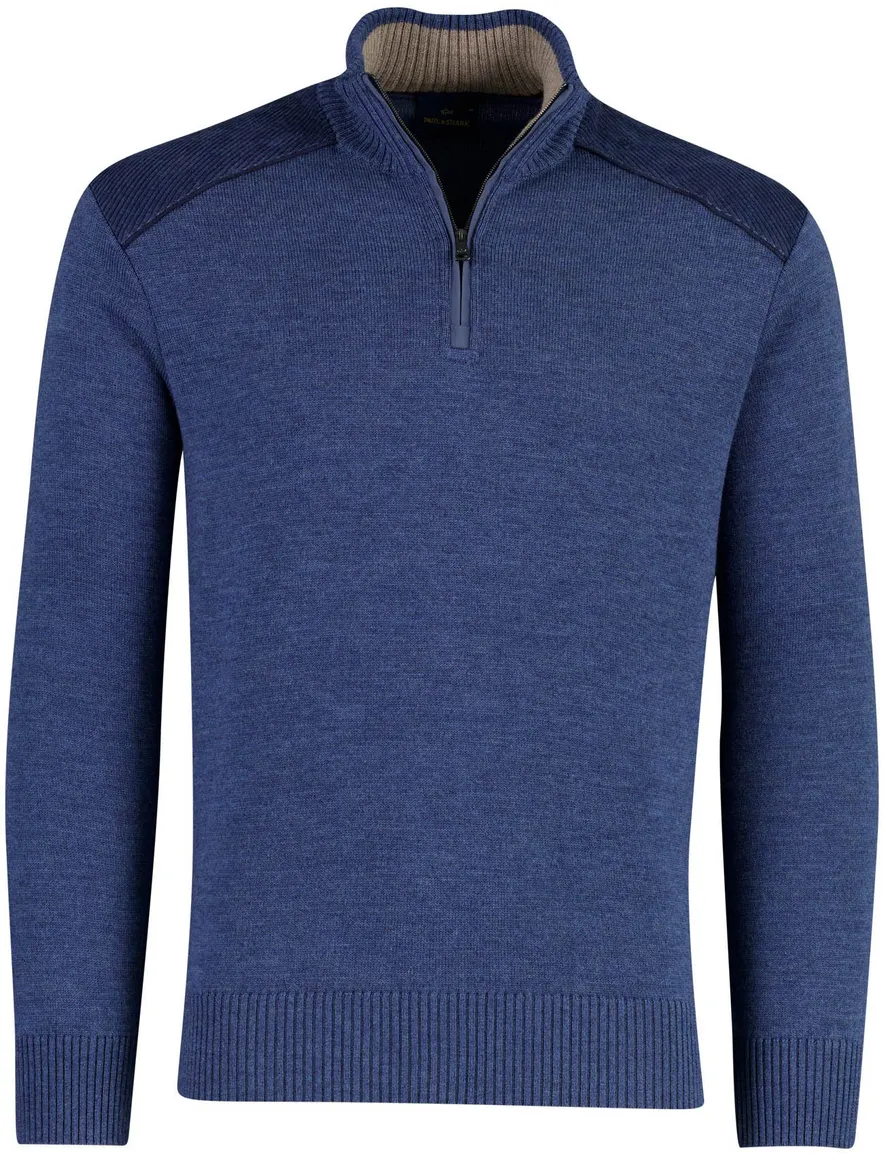 Paul & Shark half zip trui donkerblauw wol