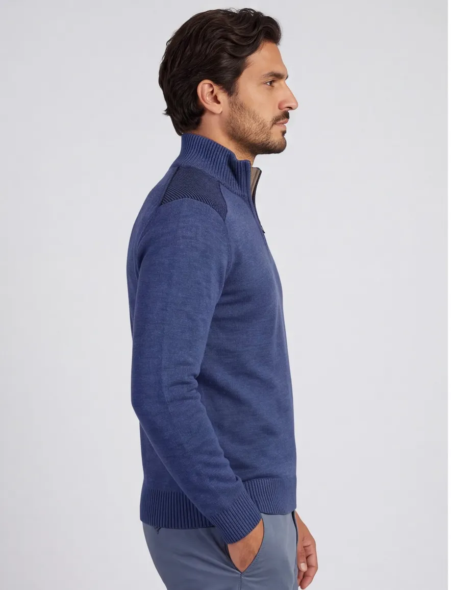 Paul & Shark half zip trui donkerblauw wol gebreid