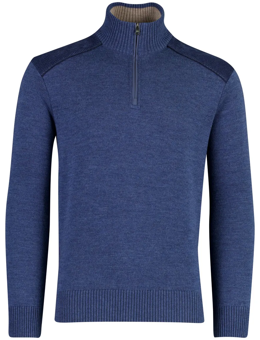 Paul & Shark half zip trui donkerblauw wol