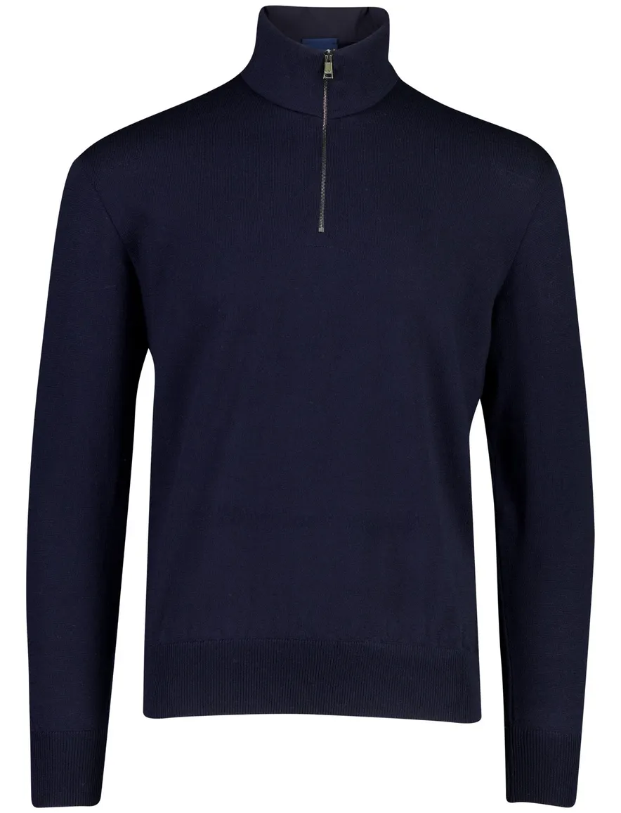 Paul & Shark trui donkerblauw gebreid wol half zip
