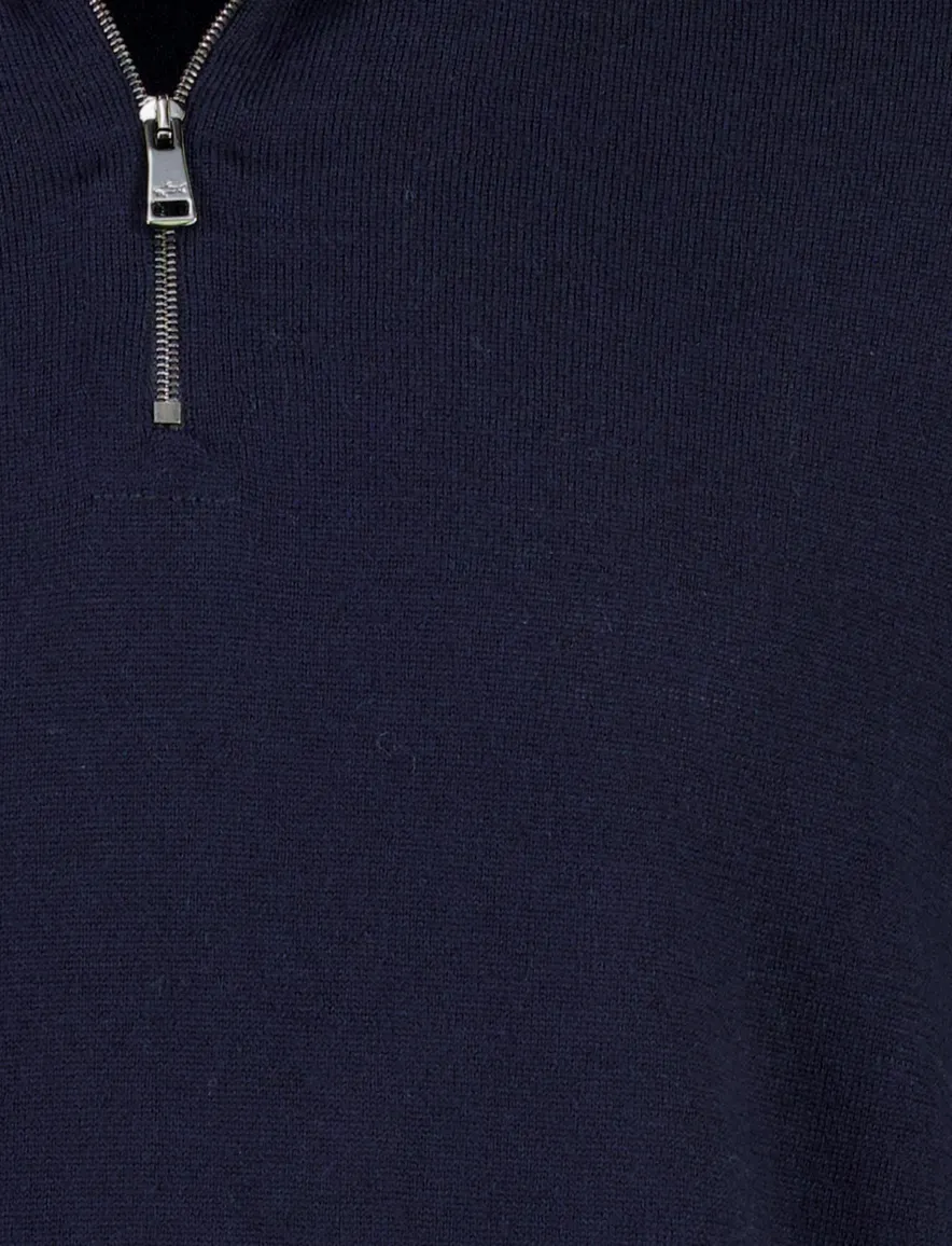 Paul & Shark trui donkerblauw gebreid wol half zip