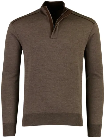 Paul & Shark Paul & Shark half zip trui bruin gemêleerd