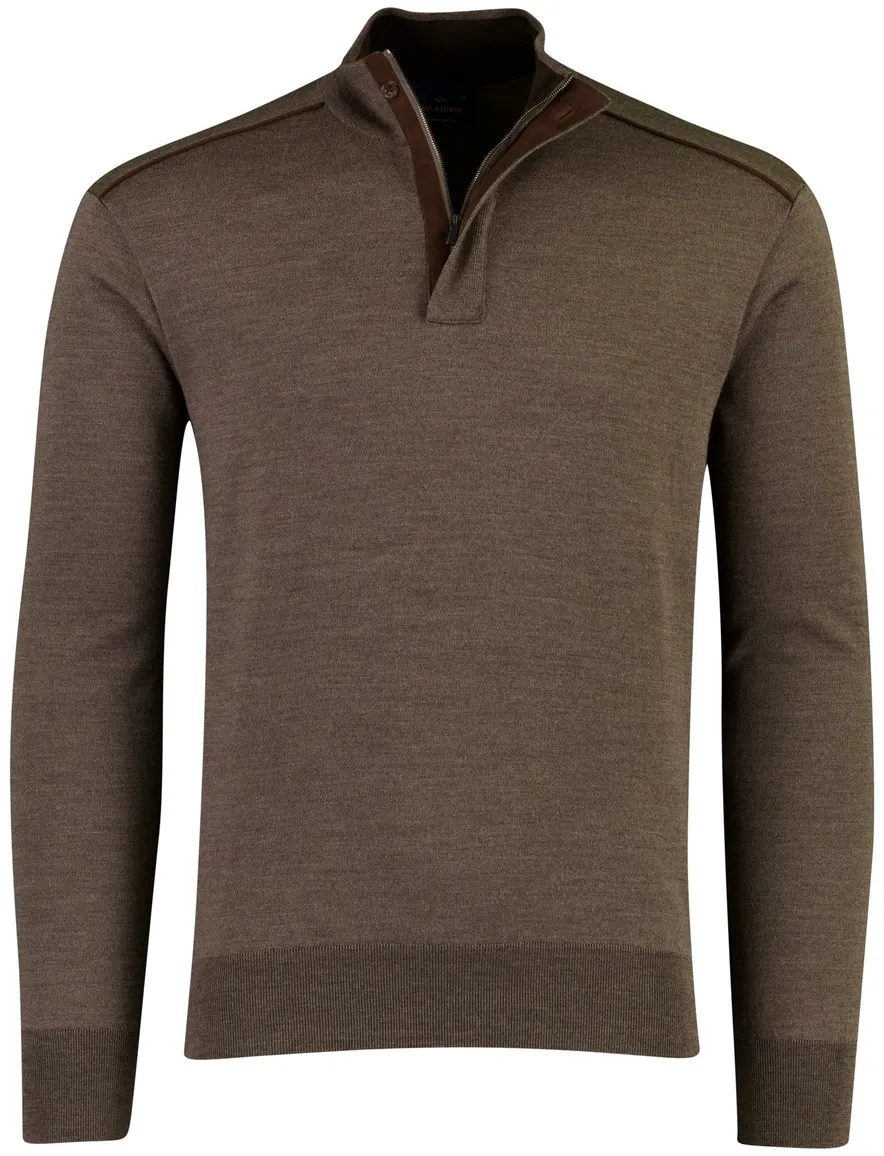 Paul & Shark half zip trui bruin gemêleerd
