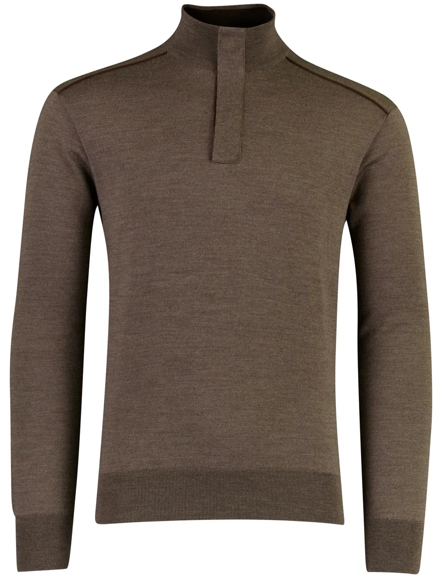 Paul & Shark half zip trui bruin gemêleerd