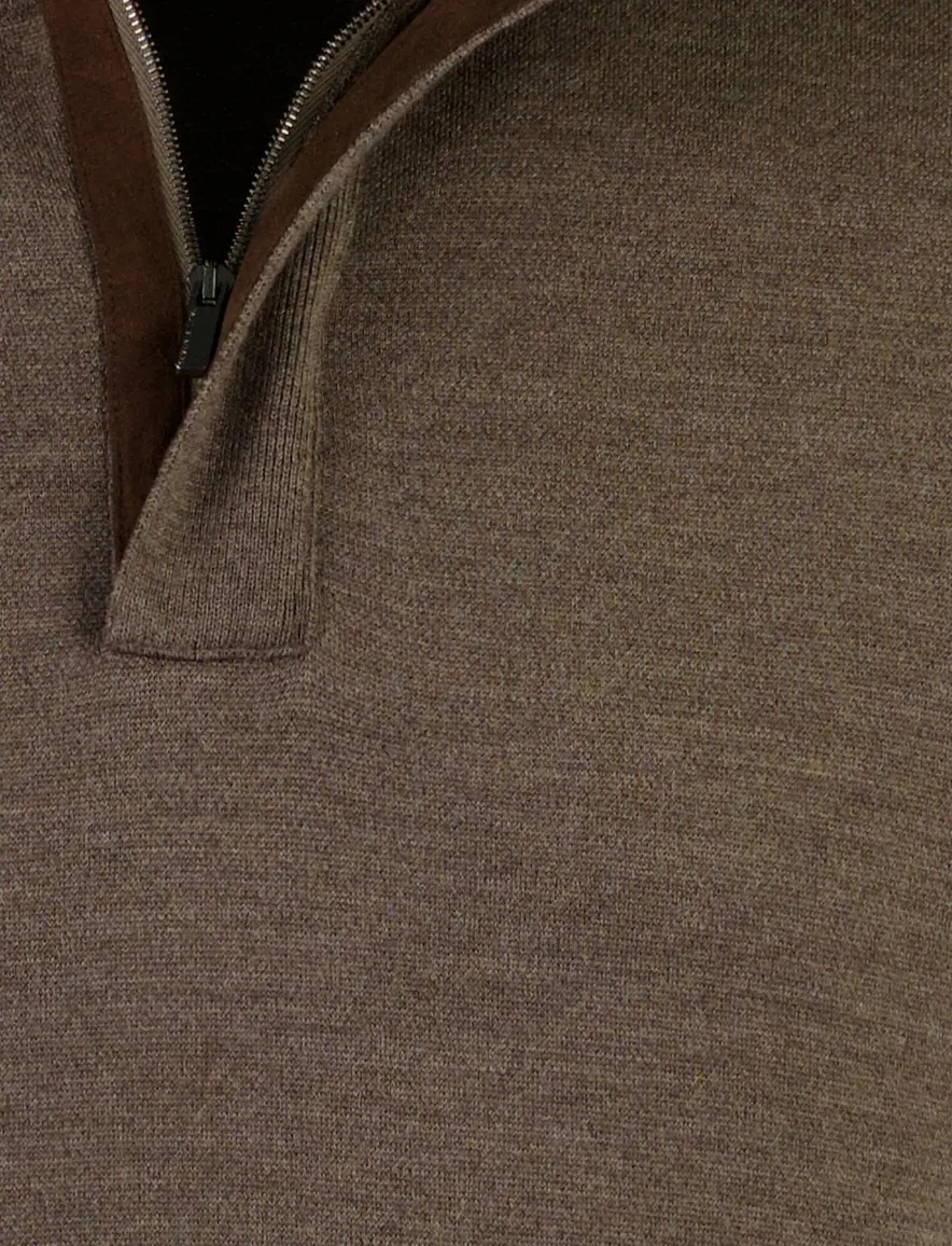 Paul & Shark half zip trui bruin gemêleerd