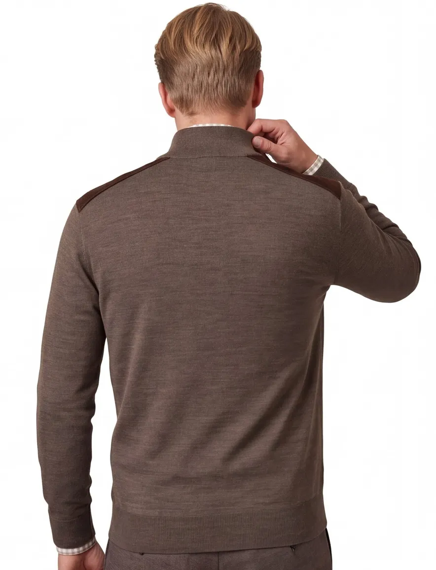 Paul & Shark half zip trui bruin gemêleerd