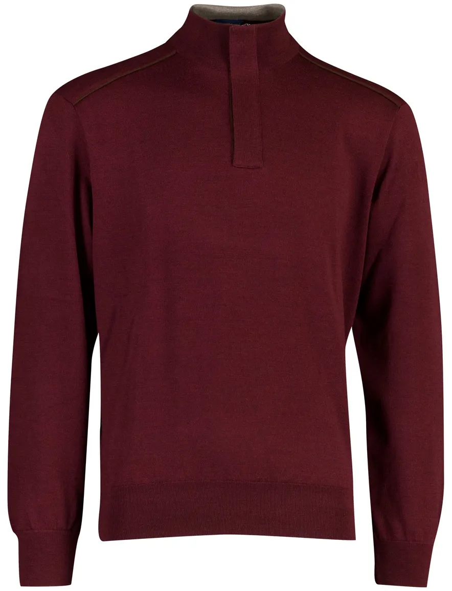 Paul & Shark half zip trui bordeaux scheerwol
