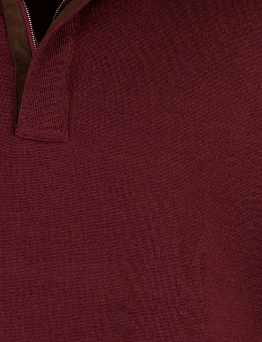 Paul & Shark half zip trui bordeaux scheerwol