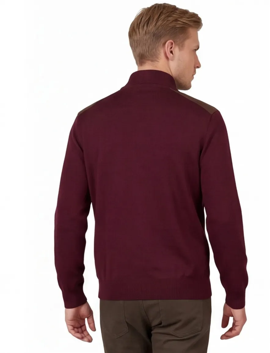 Paul & Shark half zip trui bordeaux scheerwol