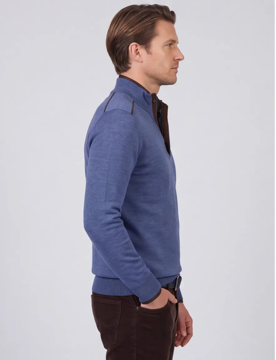 Paul & Shark half zip trui blauw gemêleerd