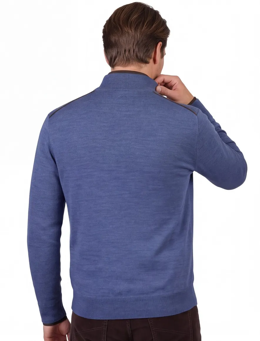 Paul & Shark half zip trui blauw gemêleerd
