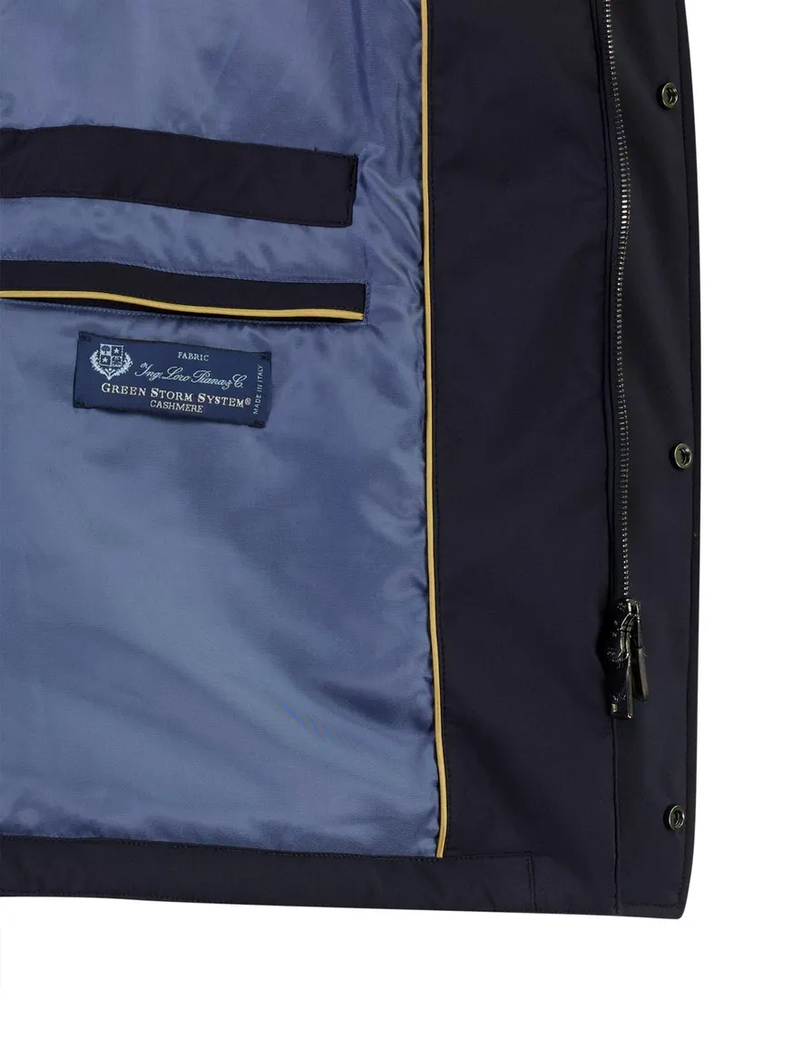 Paul & Shark overjas donkerblauw kasjmier met borstzak