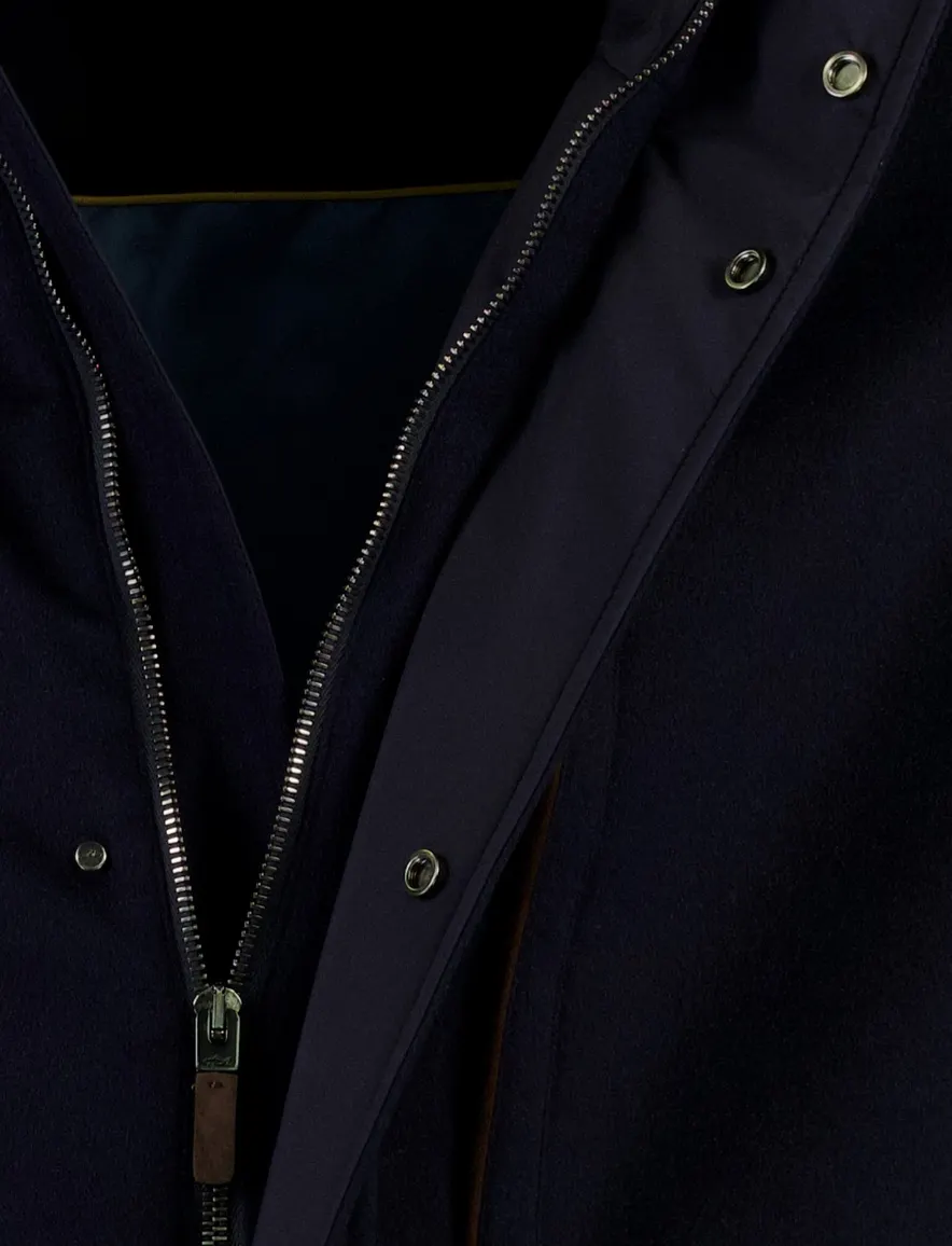 Paul & Shark overjas donkerblauw kasjmier met borstzak